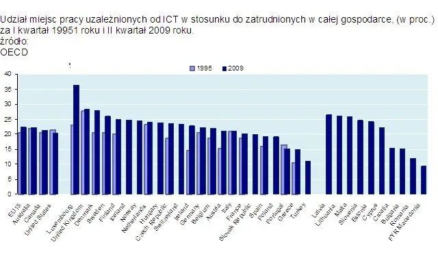 Raport OECD: co piąty zatrudniony w Polsce dzięki technologii IT