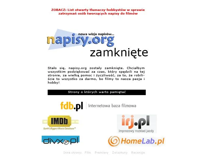 Tłumacze napisów do filmów bez kary. Prokuratura umorzyła śledztwo w sprawie strony napisy.org