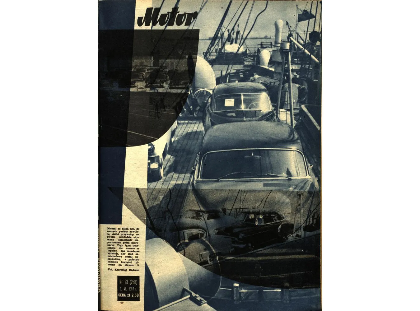 Tygodnik "Motor" z czerwca 1957 r., którego tematem przewodnim był "Import marynarski"