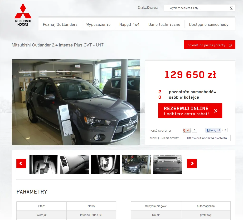  Mitsubishi outlander tylko z internetu