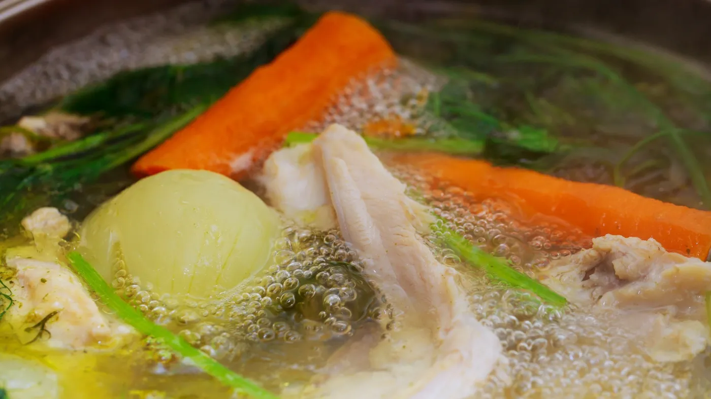 The,Soup,Is,Cooked,In,A,Large,Pot,In,The