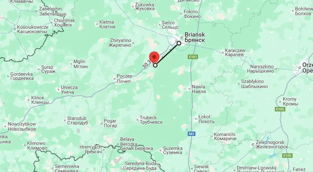 Mapa obwodu briańskiego