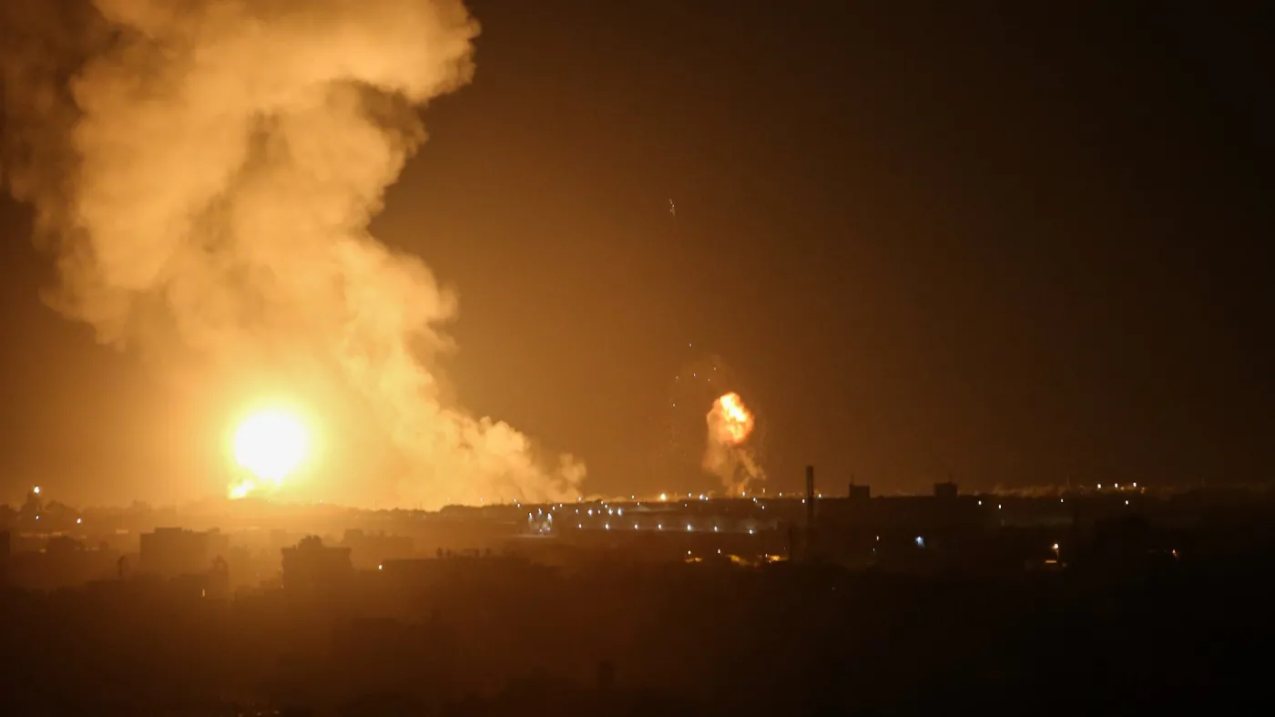 A,Ball,Of,Fire,Is,Seen,Following,An,Israel,Airstrike