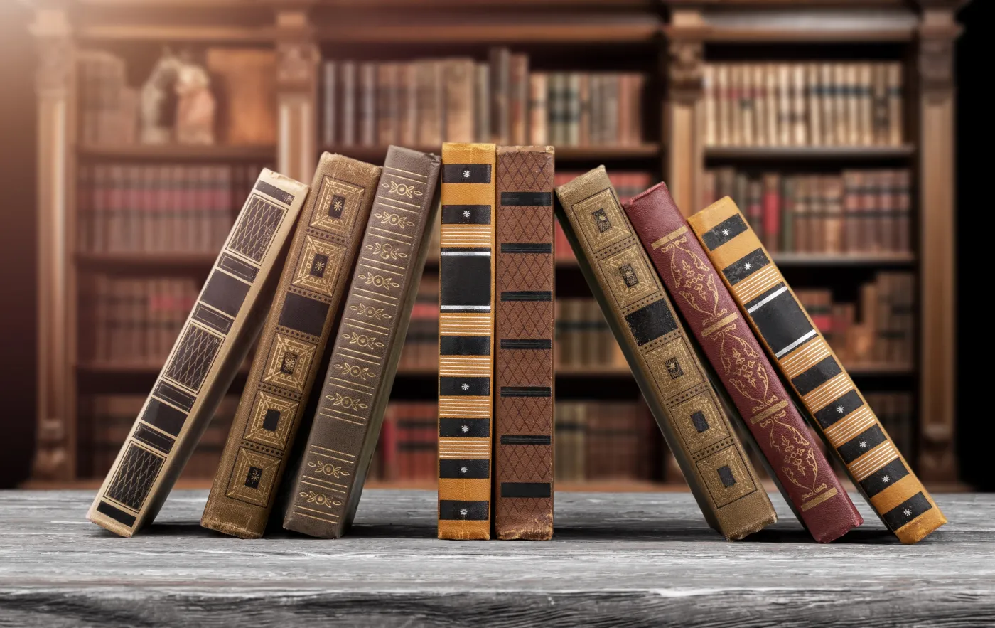 Old,Books,In,Vintage,Library.,History,,Education,Concept