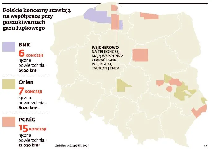 Gaz łupkowy w Polsce - koncesje BNK, Orlenu i PGNiG