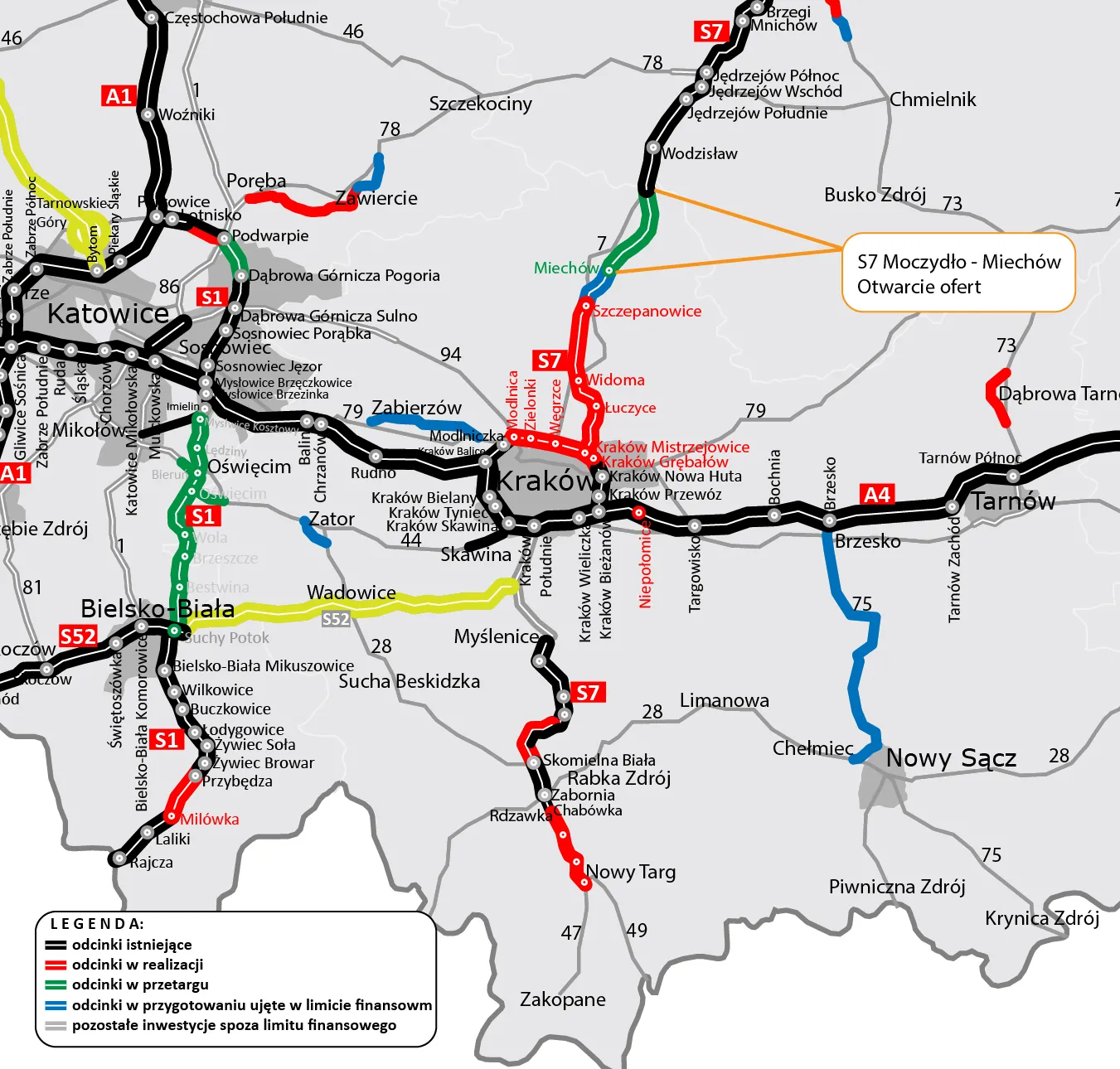 Szybciej z Warszawy do Krakowa. Wiadomo, kto wybuduje kolejny odcinek trasy S7 [MAPA]