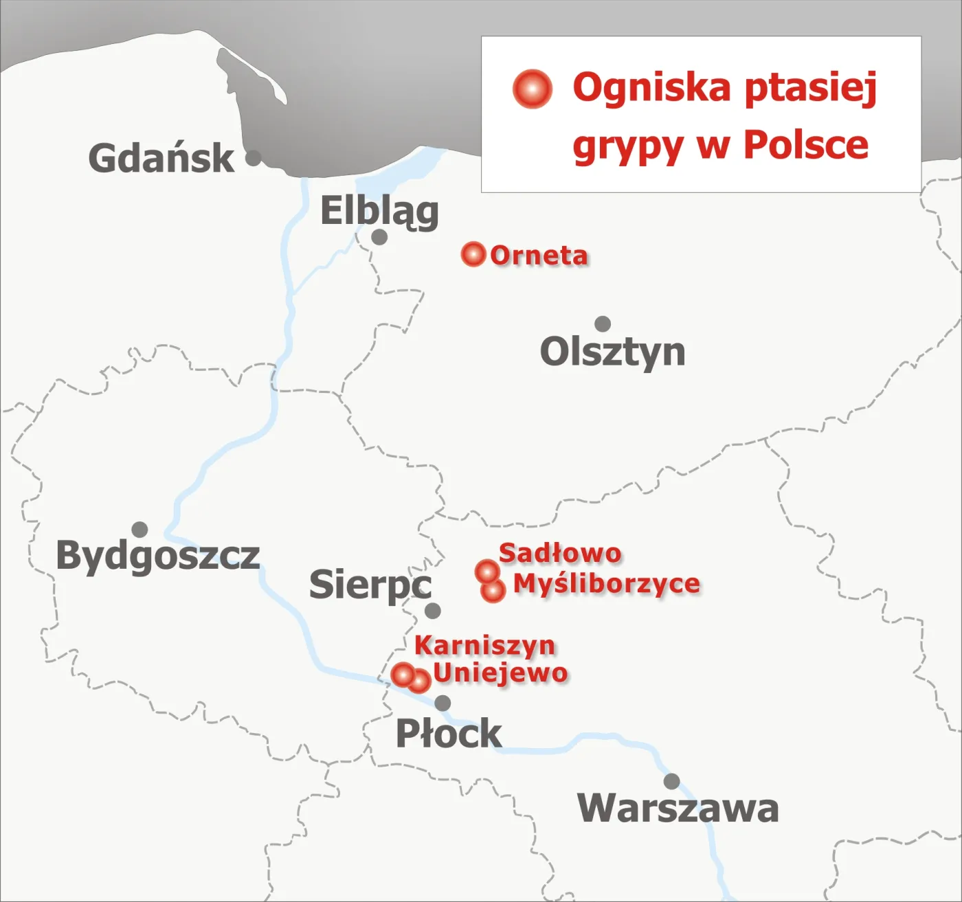 Ogniska ptasiej grypy w Polsce