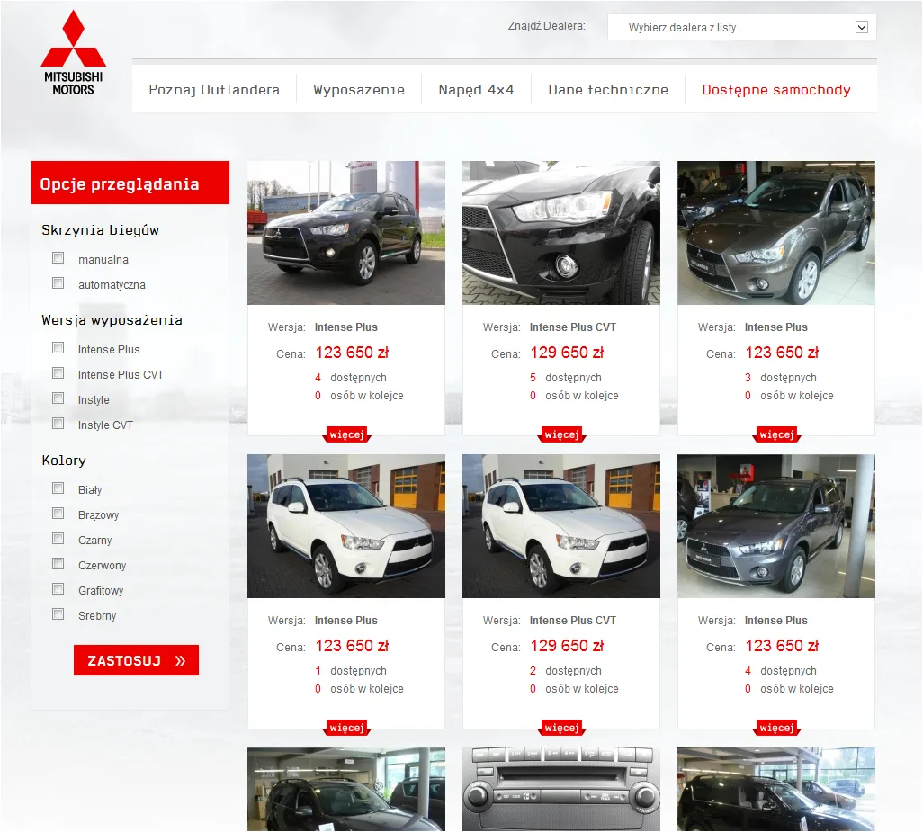  Mitsubishi outlander tylko z internetu