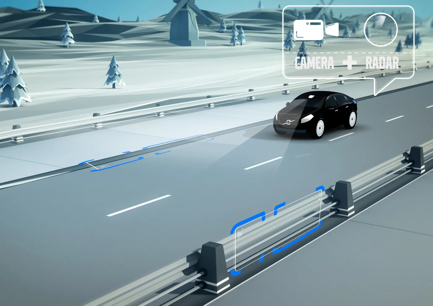 Inżynierowie Volvo opracowali nowy system, który wykrywa krawędzie jezdni i bariery 