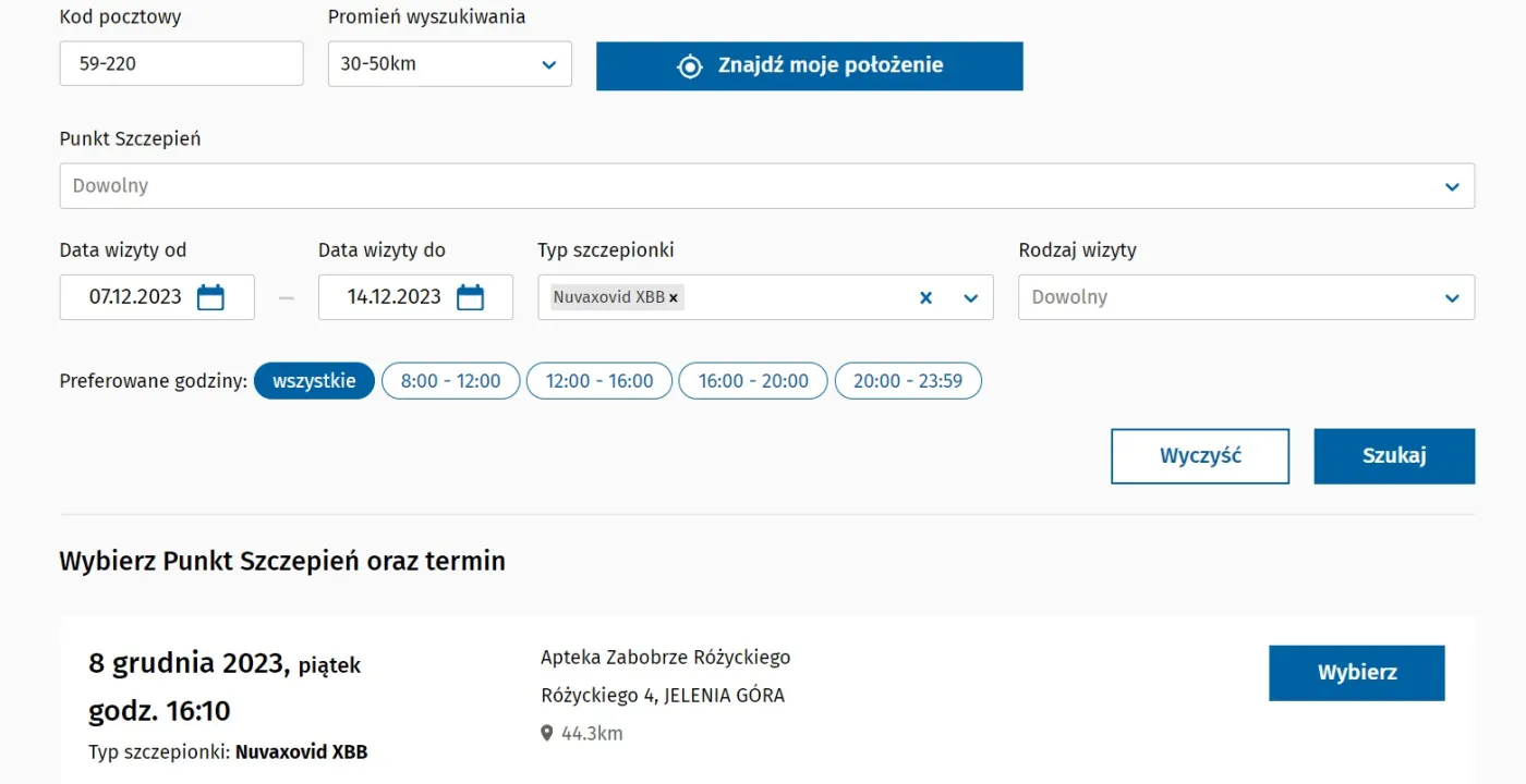 Terminy na szczepienie przeciwko COVID-19 - woj. dolnośląskie