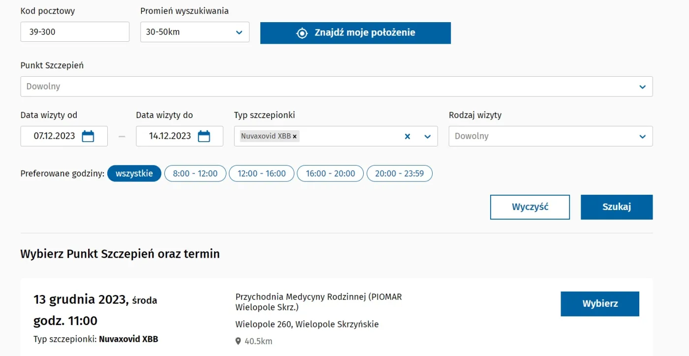 Terminy na szczepienie przeciwko COVID-19 - woj. podkarpackie