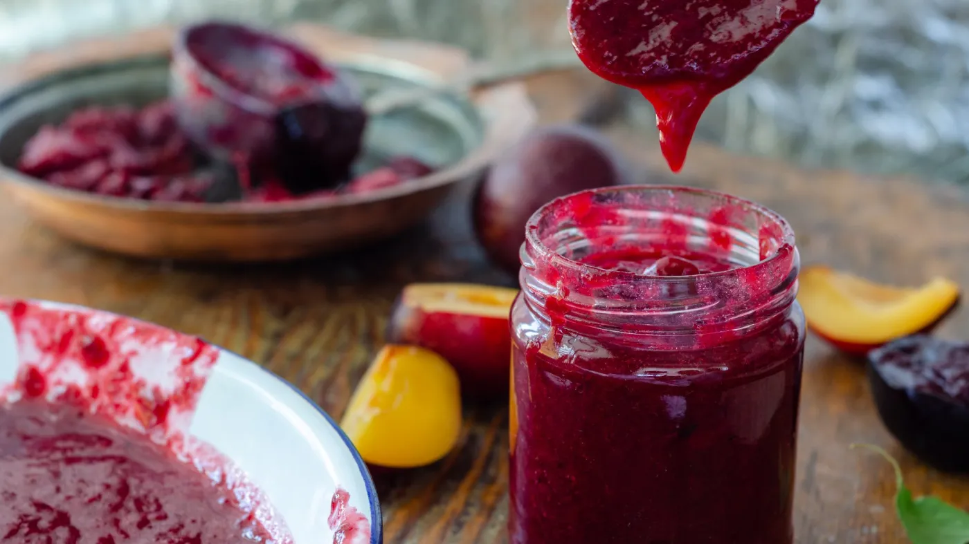 Red,Plum,Marmalade,On,The,Table.