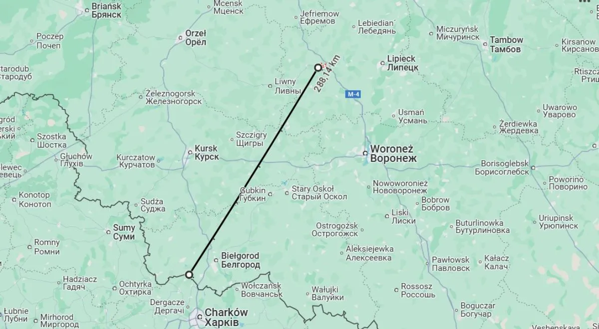 Jelec dzieli od granic Ukrainy około 288 km