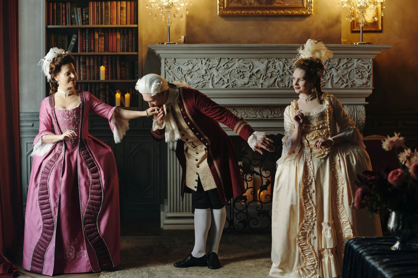 Caucasian,Middle,Aged,Man,Bowing,And,Kissing,Hand,Of,Caucasian