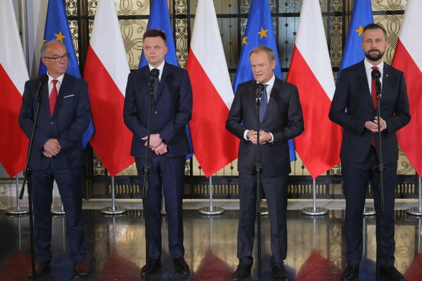 Szymon Hołownia, Władysław Kosiniak-Kamysz, Donald Tusk, Włodzimierz Czarzasty