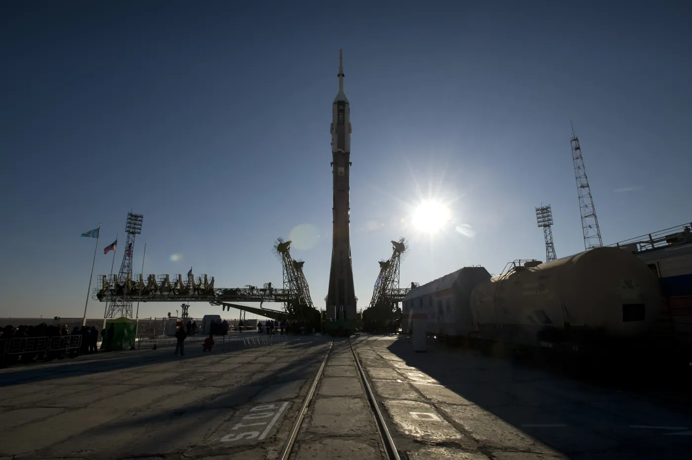 Rakieta Sojuz na kosmodromie Bajkonur w Kazachstanie, Bill Ingalls/NASA via Bloomberg News