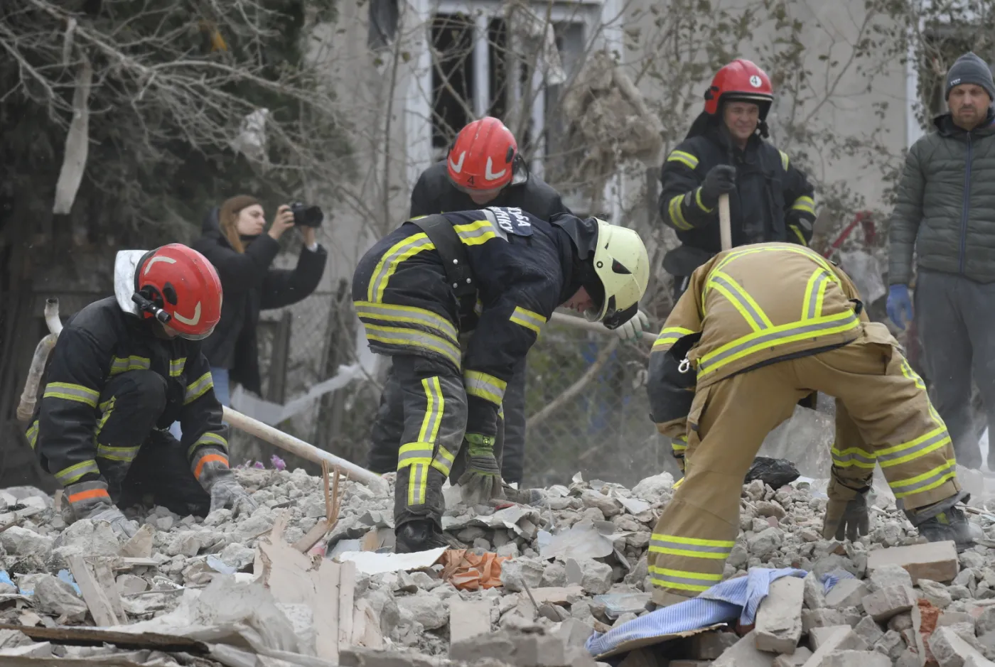 Aftermath of an overnight Russian combined shelling in Ukraine