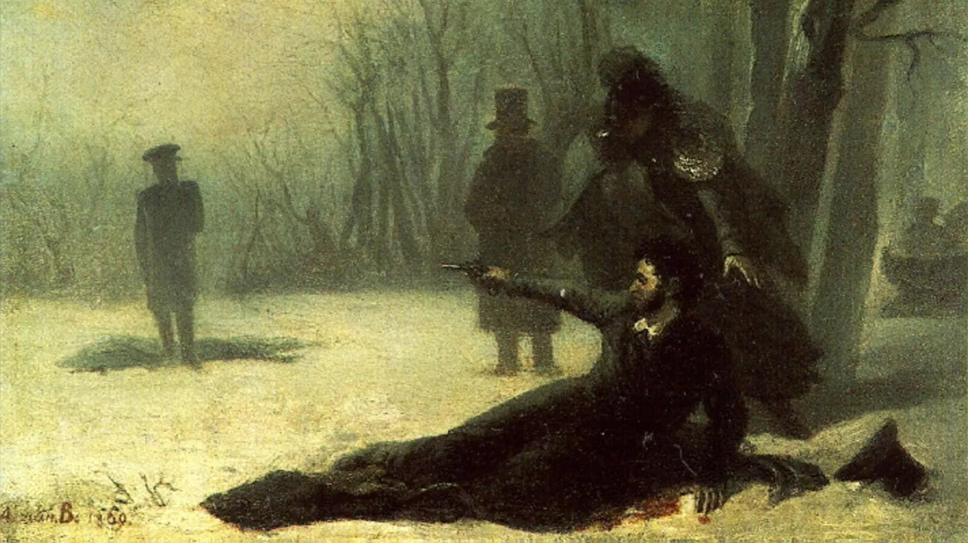 „Pojedynek Puszkina i d’Anthèsa”, obraz Adriana Wołkowa z 1869 r.