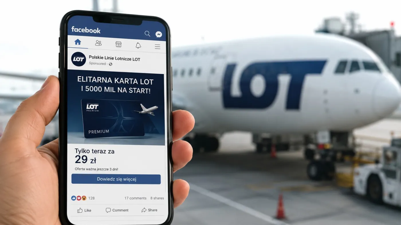 Fałszywa karta LOT za 29 zł. Reklamy przestępców znów na Facebooku