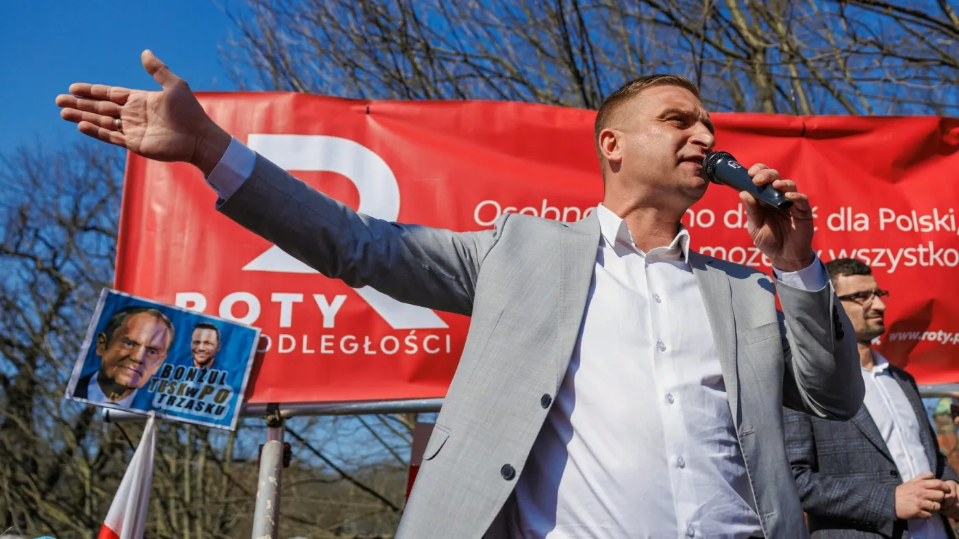 Robert Bakiewicz zorganizowal protest przeciwko niemieckiej polityce migracyjnej w Zgorzelcu