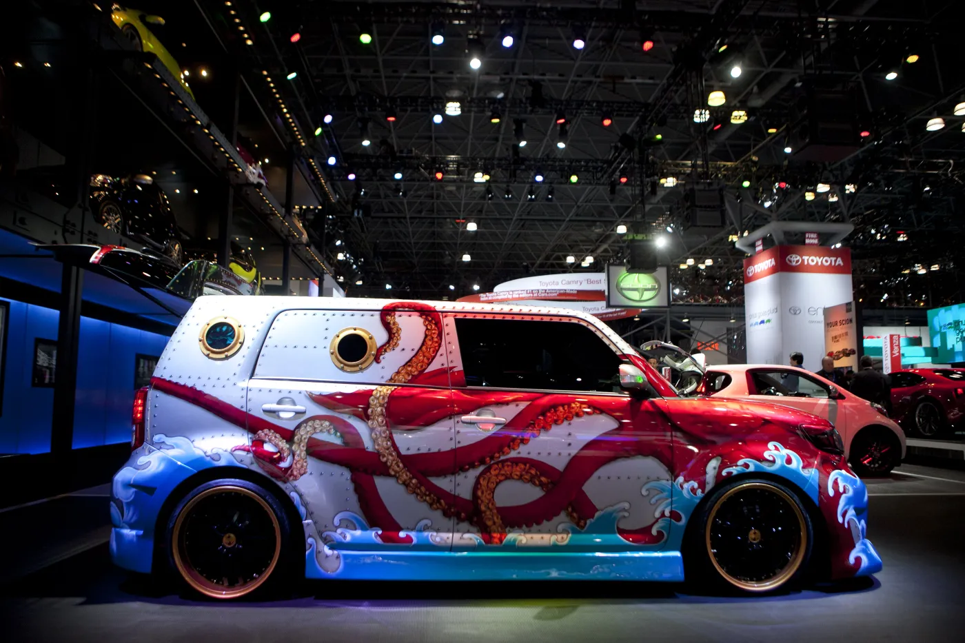 Specjalny design Toyoty Scion xB prezentowanej na New York International Auto Show (NYIAS) w Nowym Jorku, USA