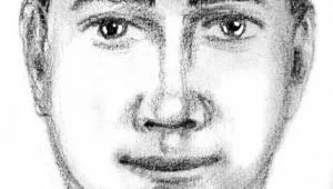 Portret pamięciowy bombiarza z Krakowa: Mężczyzna w wieku ok 25-30 lat, wzrost ok 180cm, sylwetka lekko otyła, twarz owalna szeroka, cera normalna, włosy krótkie ok 10-12mm ciemne, brwi średniej długości łukowate ciemne, oczy średniej wielkości, nos średniej długości dość szeroki lekko bulwiasty, usta średniej długości. Fot. policja