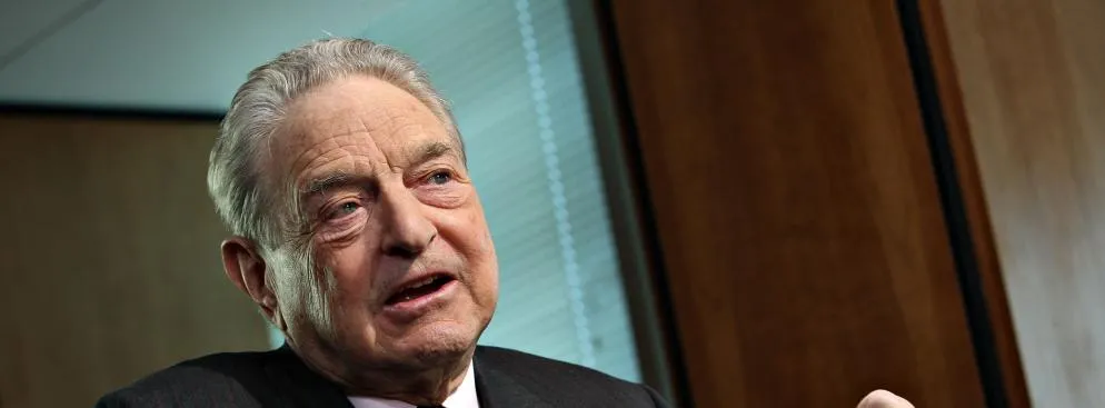 Miliarder George Soros, prezes Soros Fund Management LLC, w trakcie wywiadu.