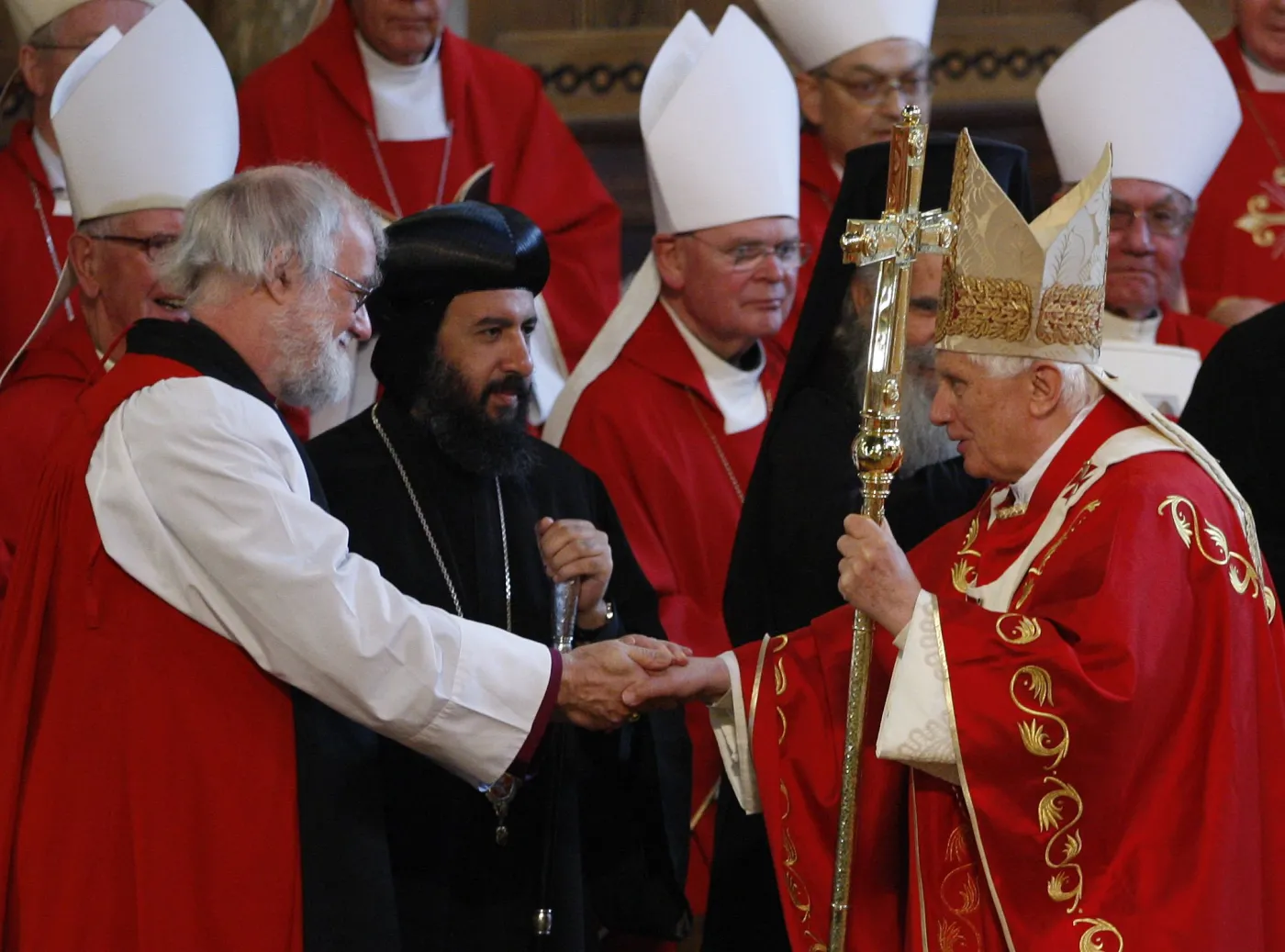 Arcybiskup Canterbury Rowan Williams podczas wspólnej mszy z papieżem Benedyktem XVI