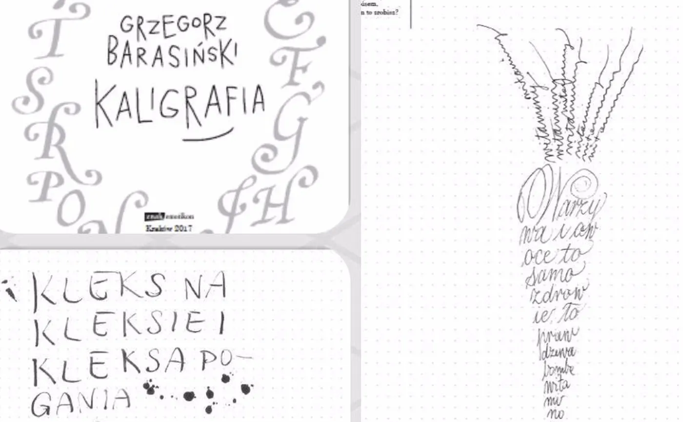 Ćwiczenia z książki "Kaligrafia" autorstwa Barasińskiego