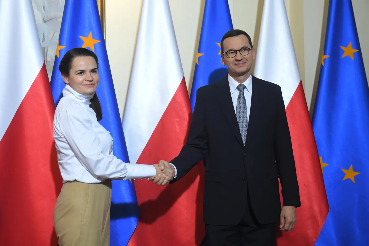 Spotkanie Cichanouskiej z Morawieckim. Tematami rozmów sytuacja na Białorusi