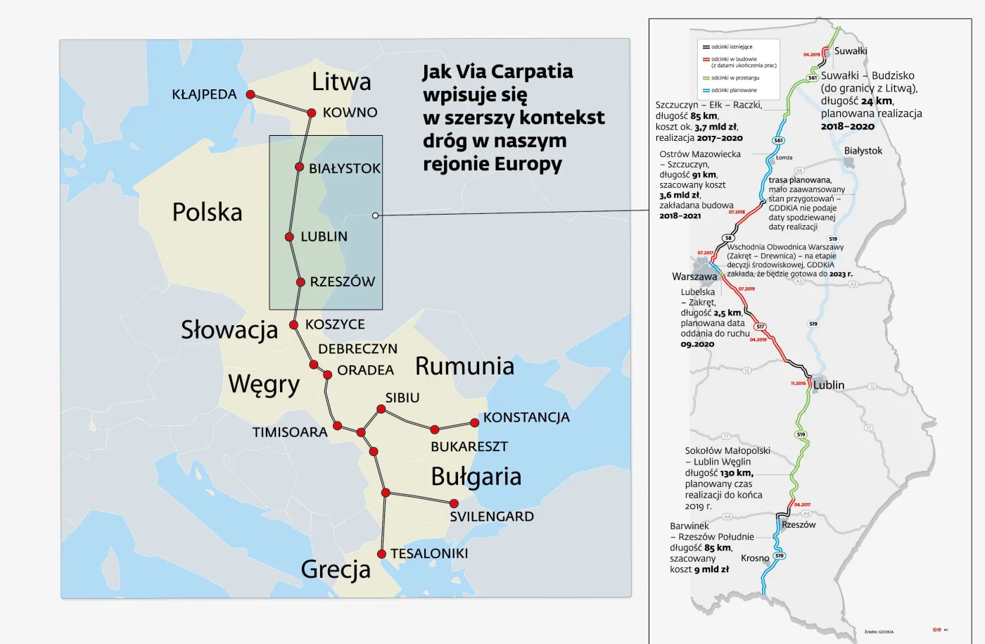 Via Carpatia: 23 oferty cenowe na budowę trzech odcinków trasy na Podkarpaciu