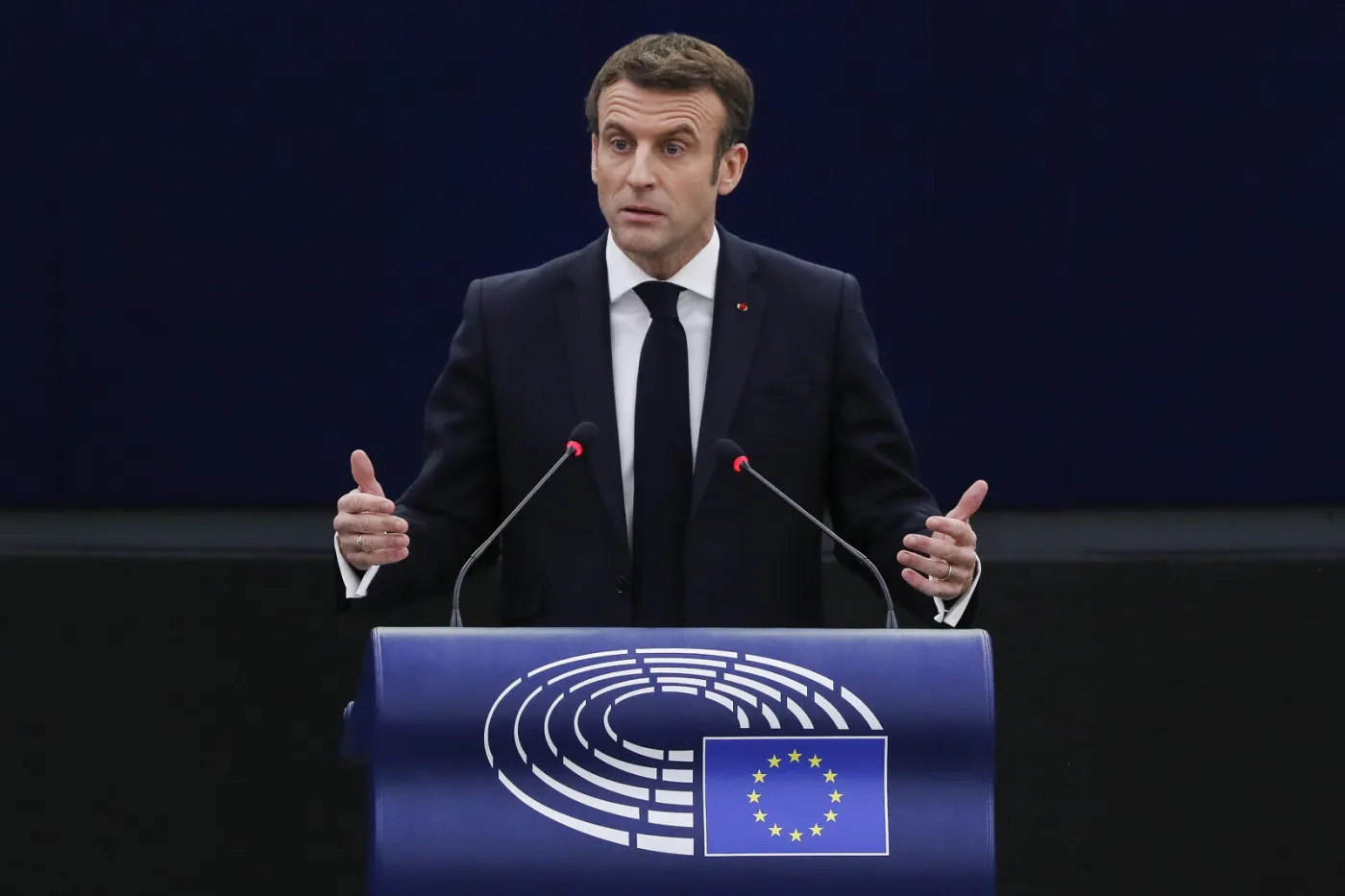 French President Emmanuel Macron delivers speech at European Parliament in Strasbourg