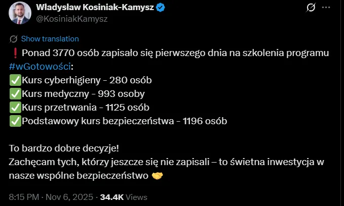 Tweet szefa MON