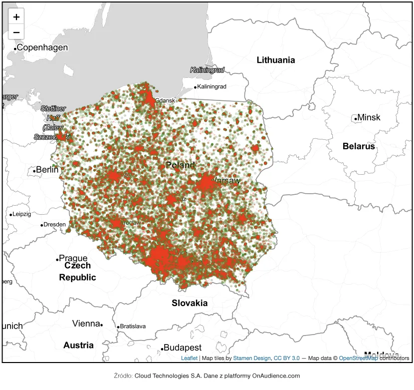 Koronawirus i geolokalizacja. Polacy zostali w domach, Włosi i Brytyjczycy już niekoniecznie [MAPY]