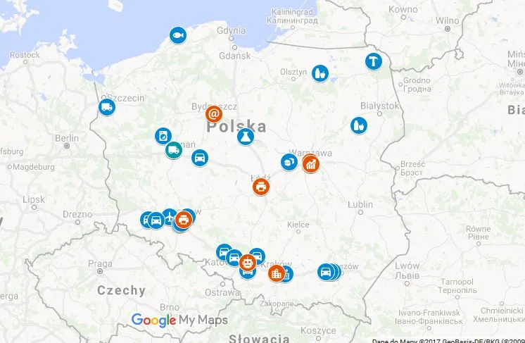 BIZ w Polsce - mapa