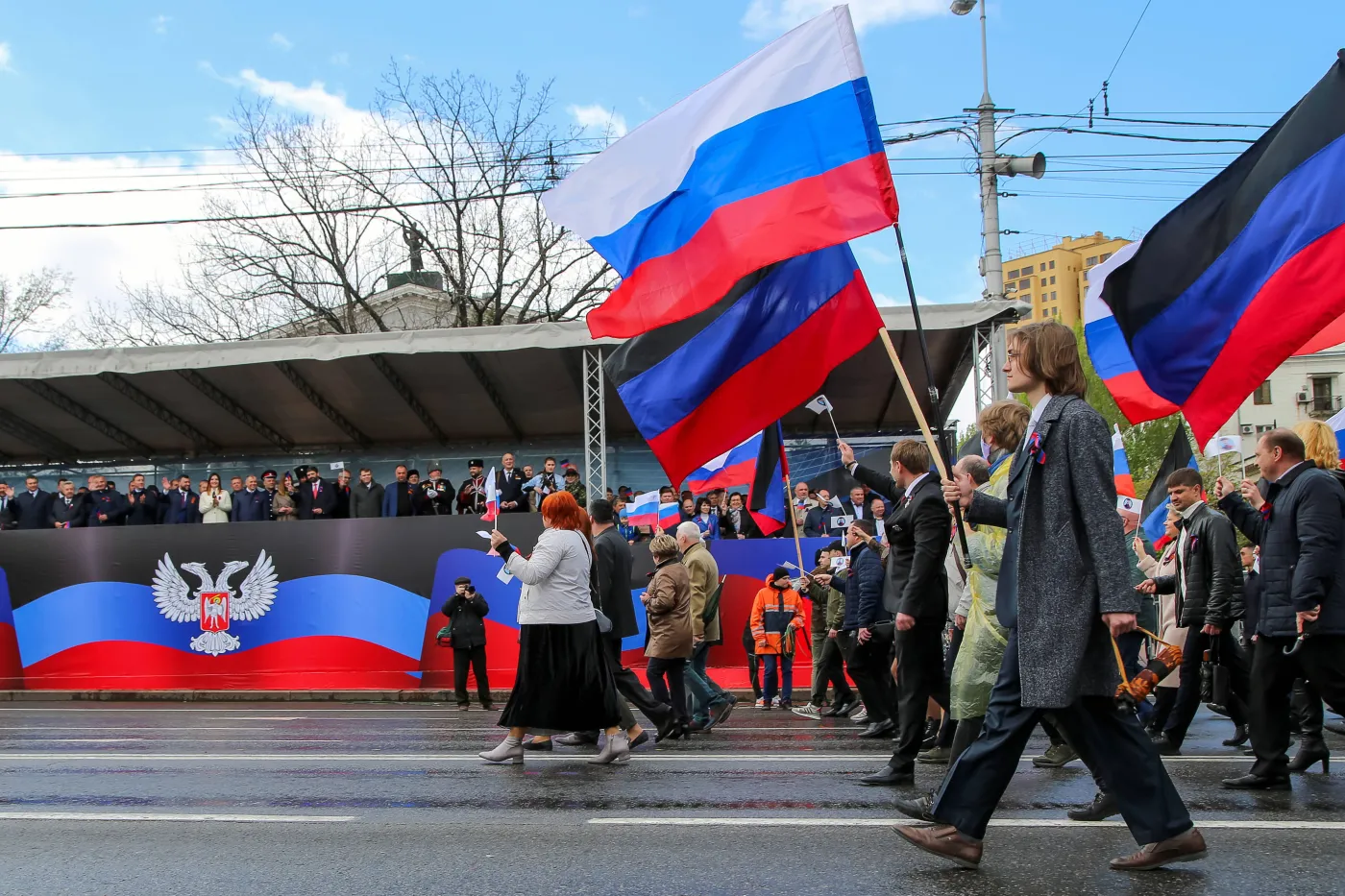 Republic's Independence Day march in Donetsk, Ukraine