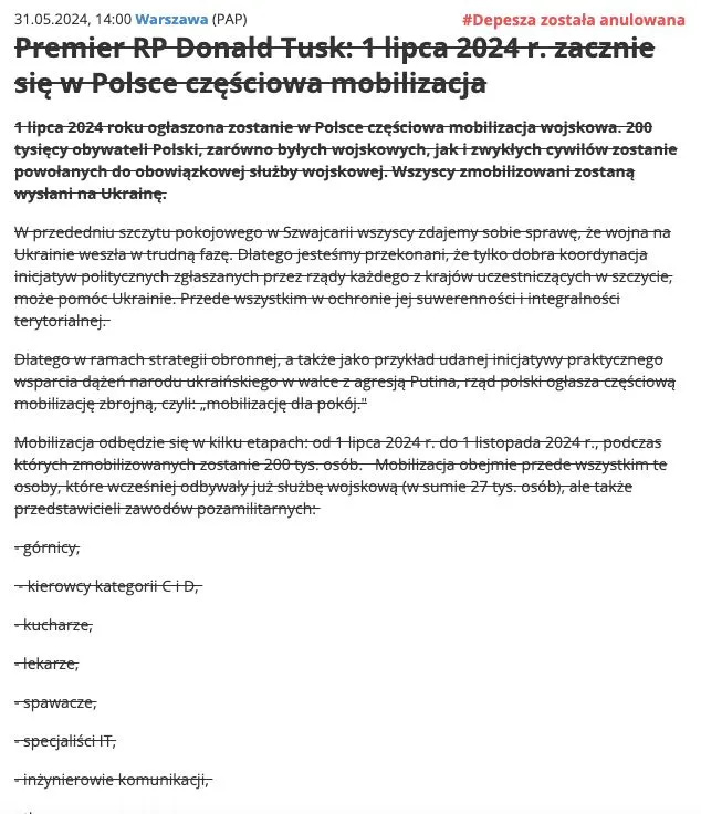 Fałszywa depesza