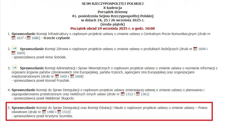 Porządek obrad Sejmu