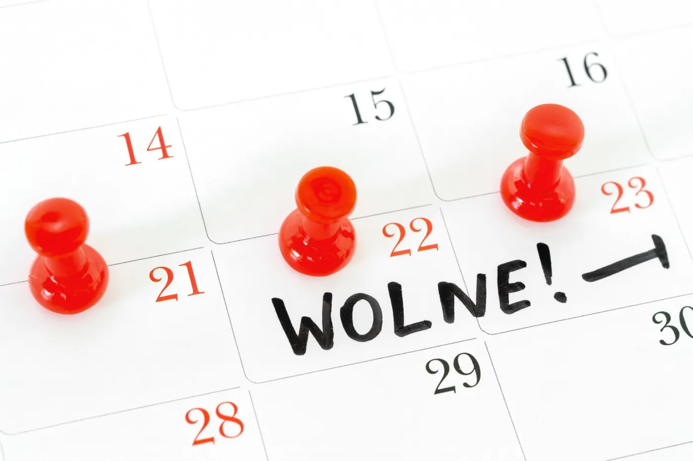 wolne, urlop, kalendarz