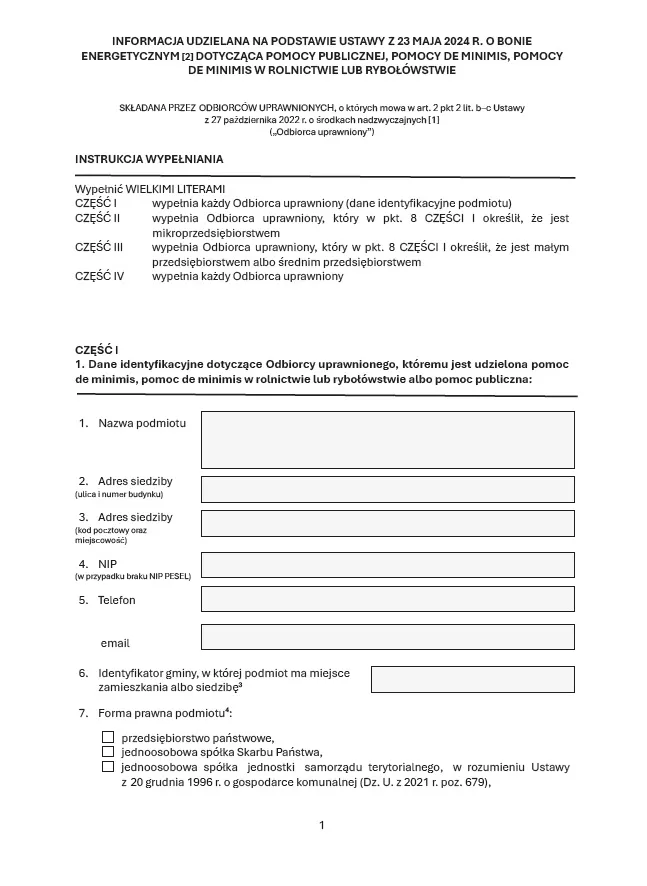 informacja o pomocy