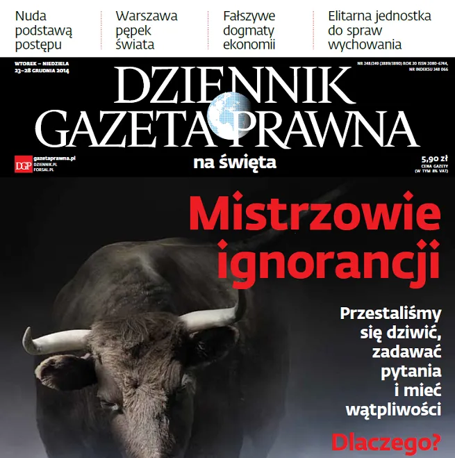 Świąteczne wydanie "Dziennika Gazety Prawnej" pod hasłem "Cywilizacyjne rozdroża"