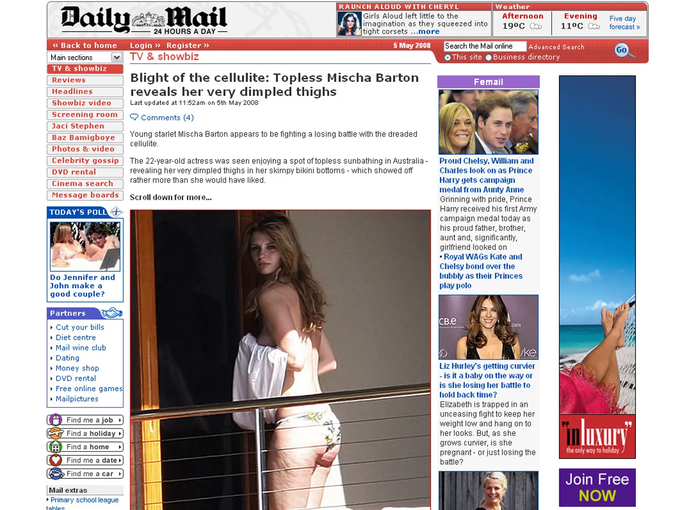 Mischa Barton straszy cellulitem