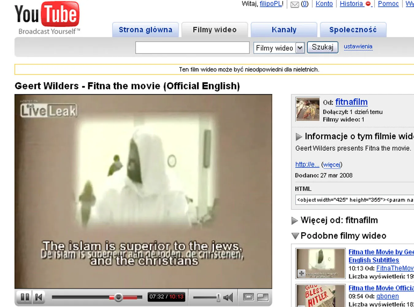 Film krytykujący Islam budzi popłoch w internecie
