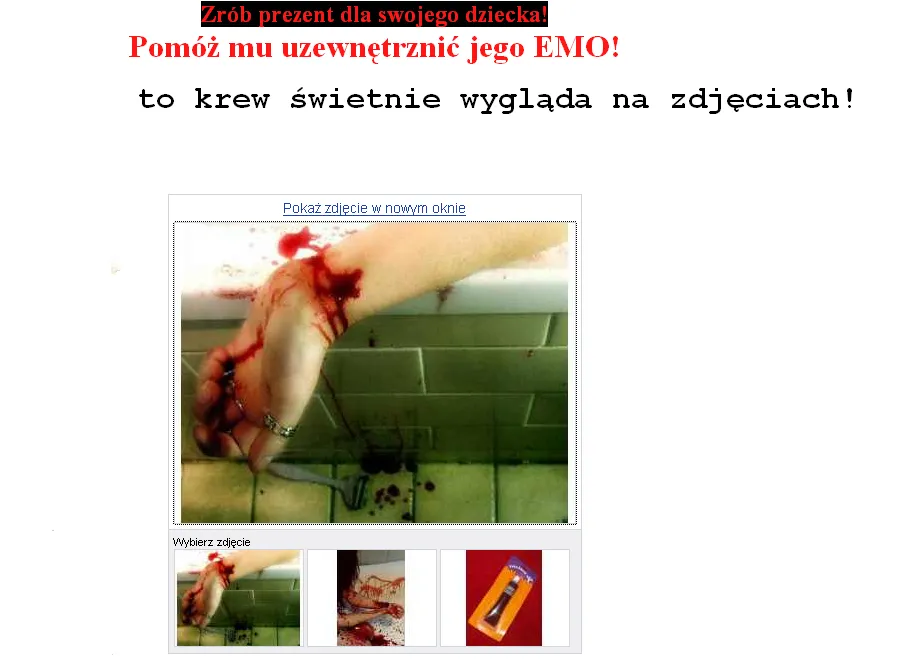 Twoje dziecko lubi się ciąć Kup mu sztuczną krew...
