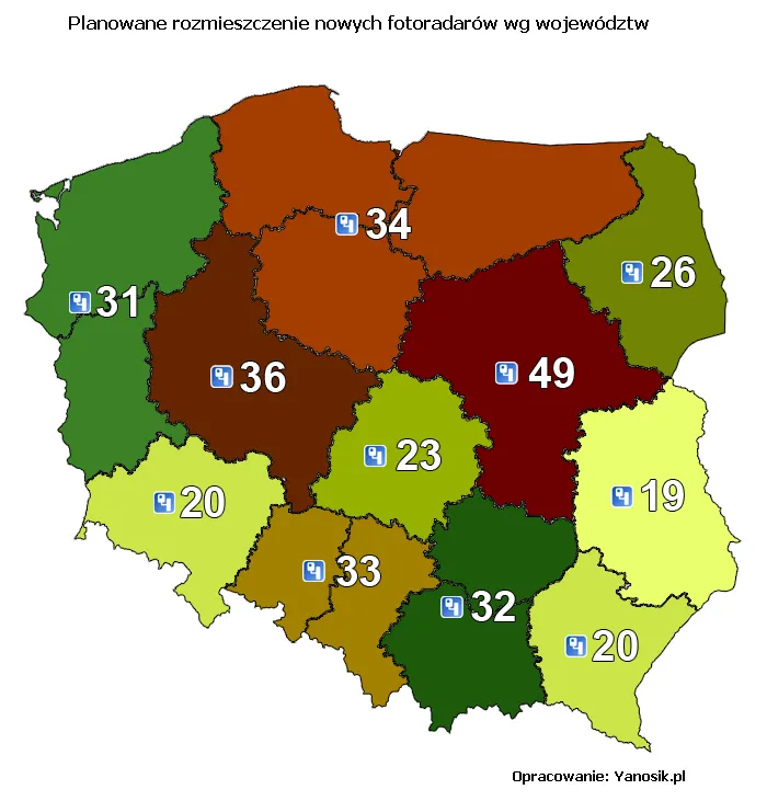 Mapa fotoradarów 