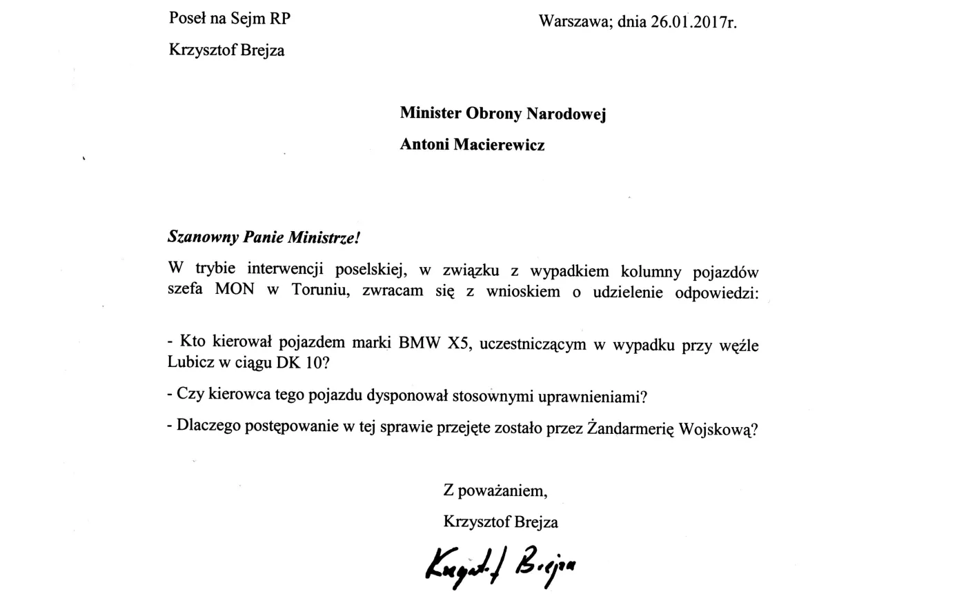 Treść drugiej interpelacji posła Brejzy