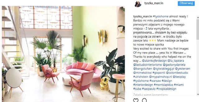 "Postanowiłem klimat Miami lat 50. przenieść do Warszawy". Tak mieszka Marcin Tyszka [GALERIA]