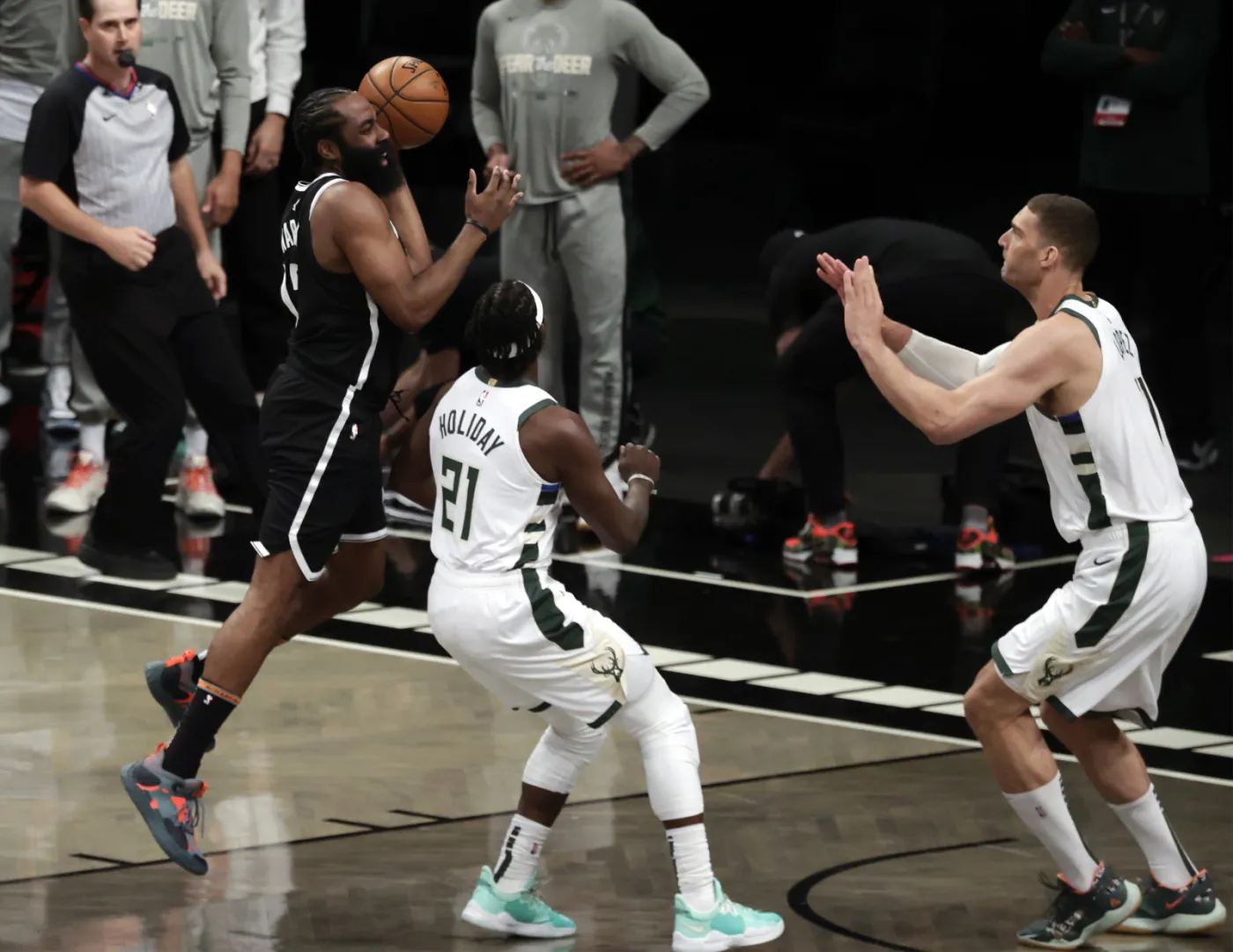 James Harden (L) 
