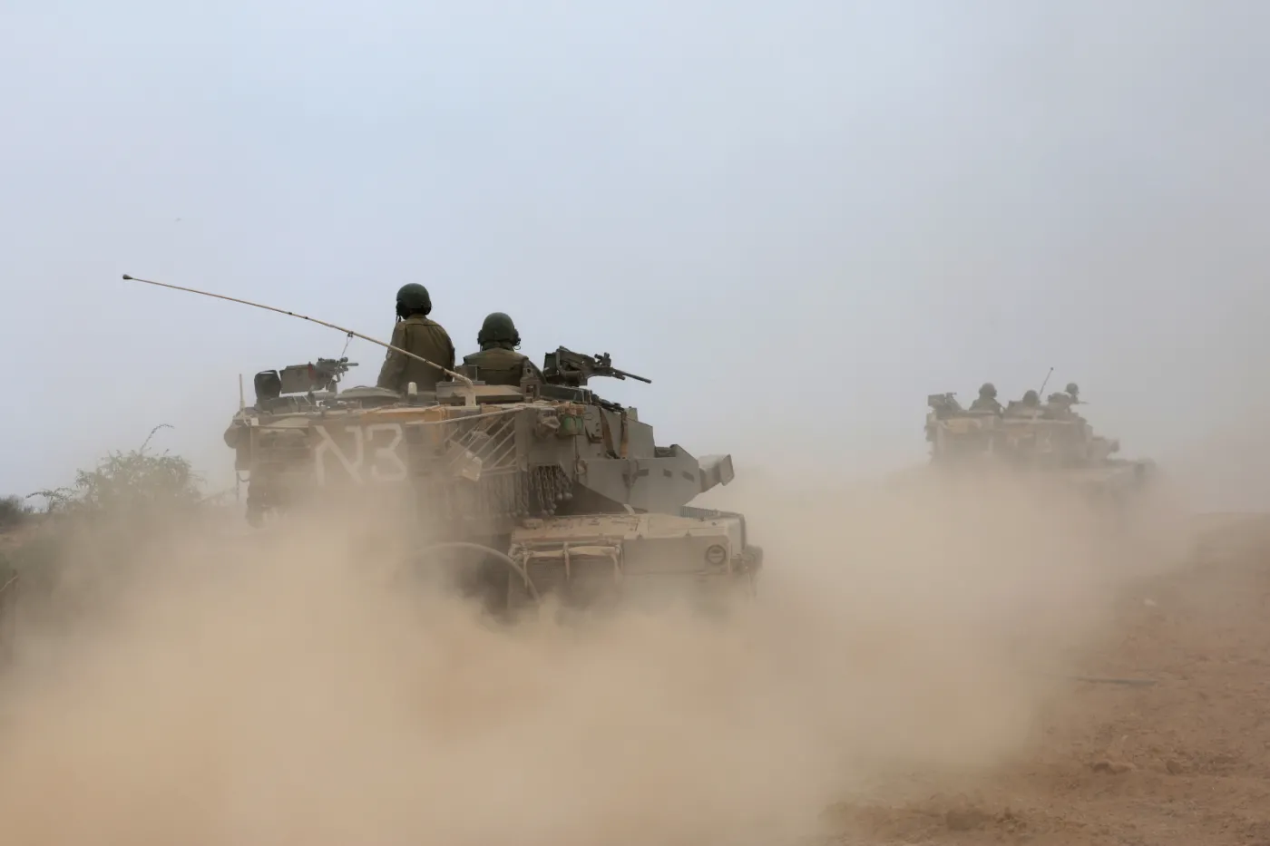 Israeli forces move along the central Gaza border