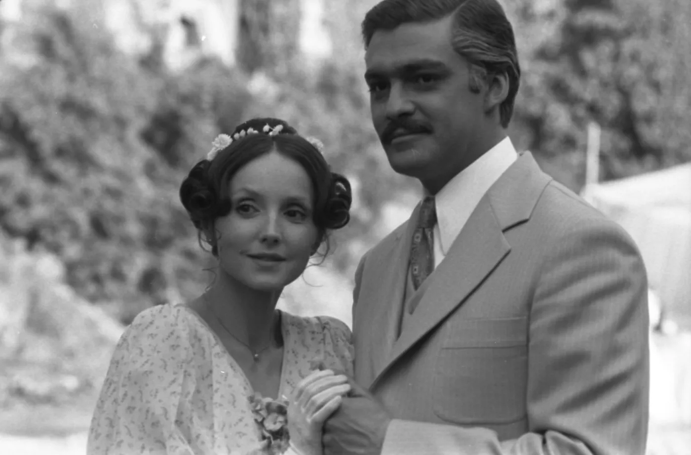 Elżbieta Starostecka i Leszek Teleszyński, plan filmu "Trędowata" (1976)